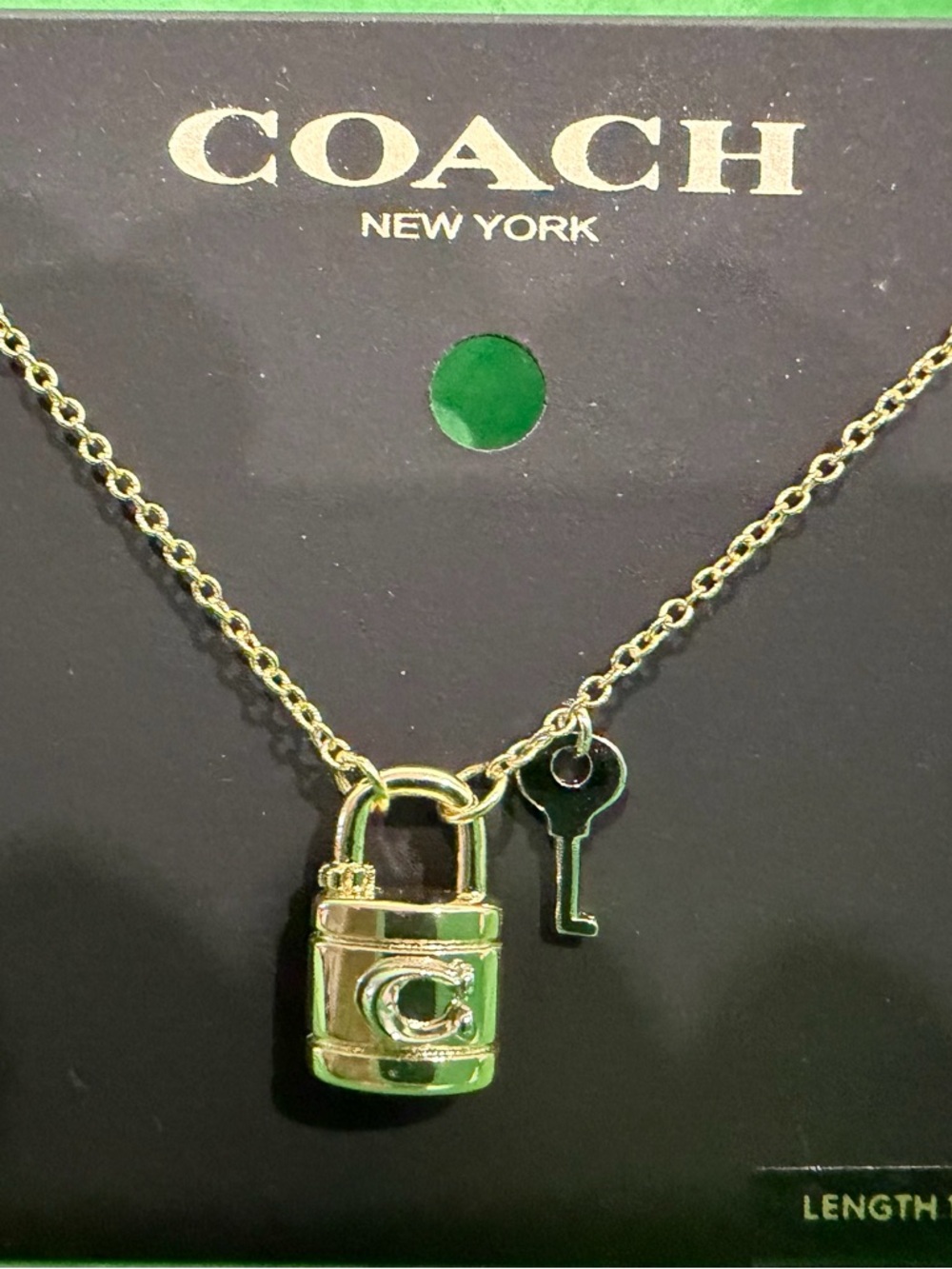 COACH Gold Padlock & Key Pendant Necklace - Gold New